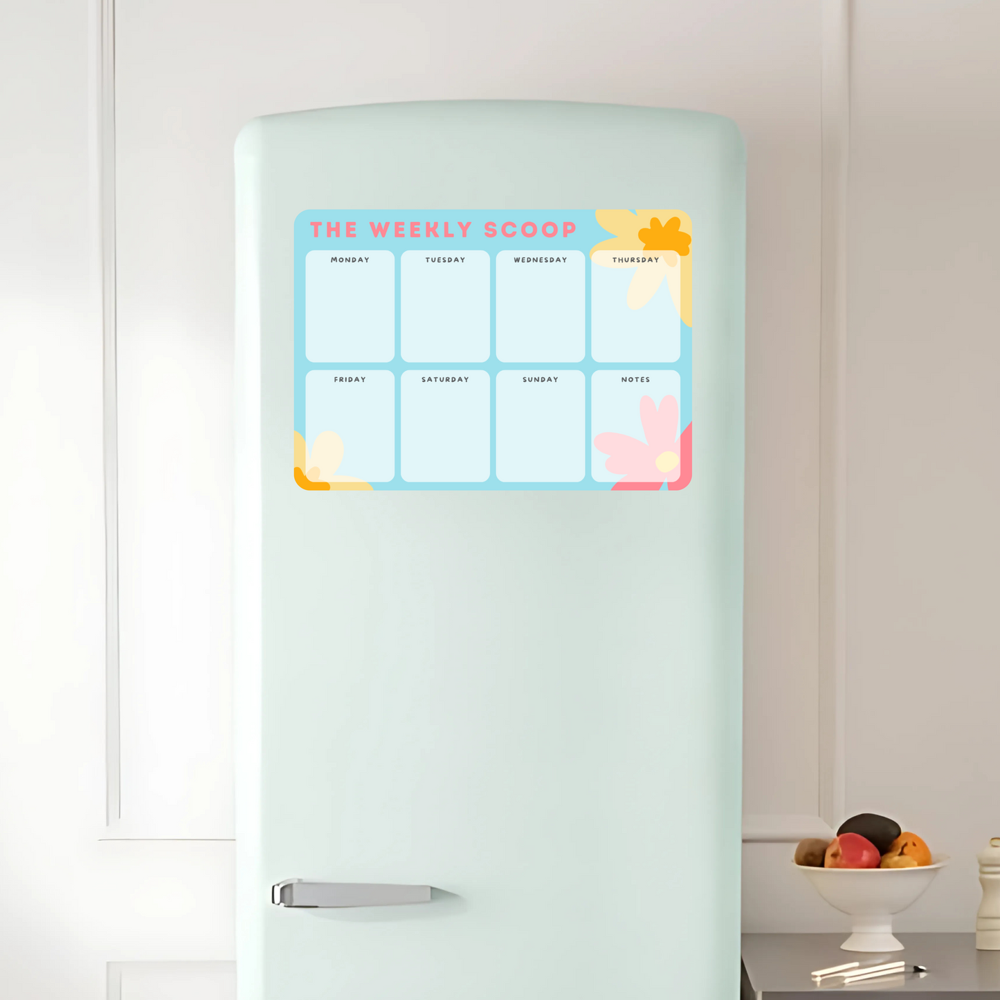 Magnetic Weekly Planner for your Fridge (A4 - 21 x 29.7 cm) - BLUE & PINK - Reusable Dry Wipe Weekly Planner - Includes FREE Magnetic Pen!