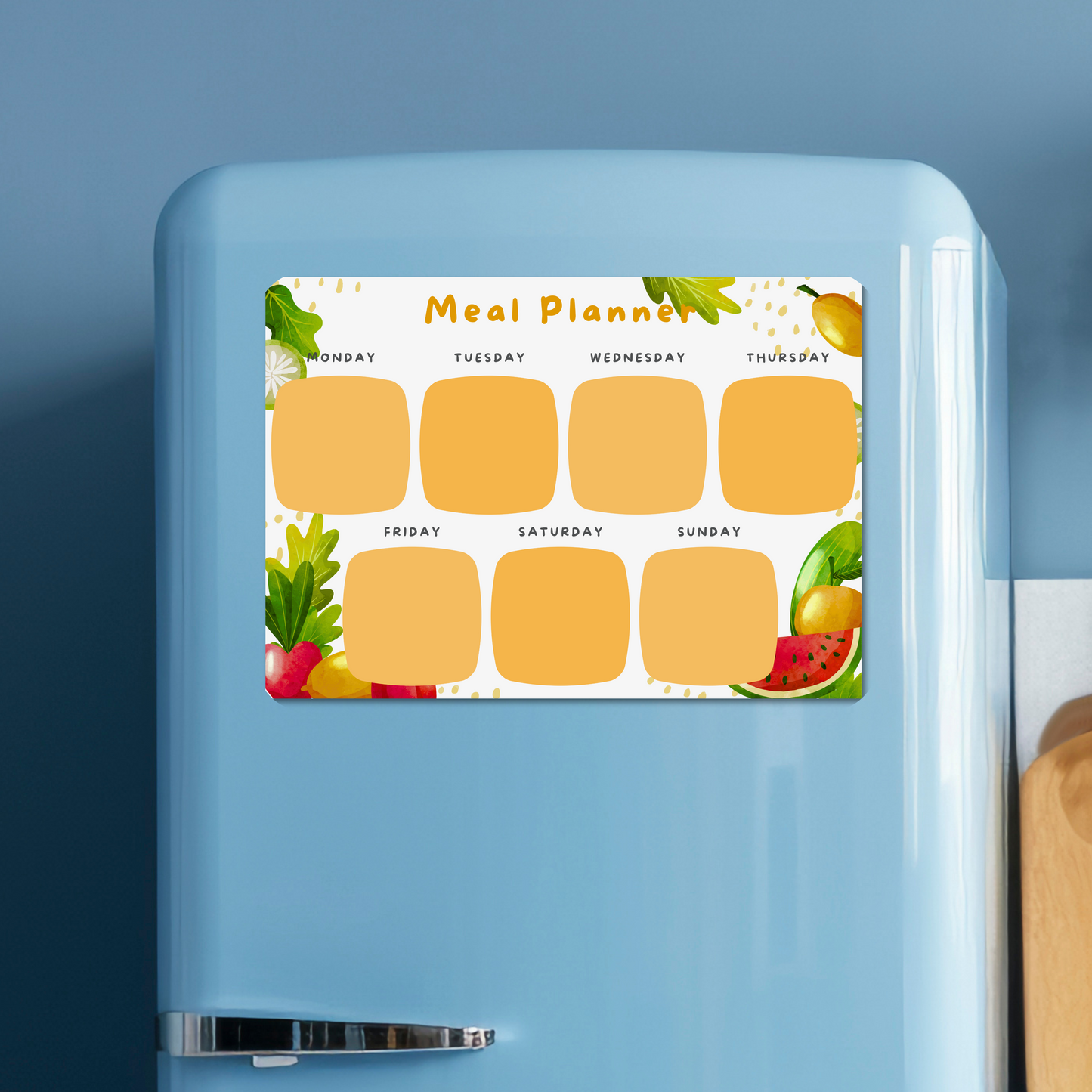 Magnetic Meal Planner for your Fridge (A4 - 21 x 29.7 cm) - Fridge Magnet Planner - Reusable Dry Wipe Meal Planner - Includes FREE Magnetic Pen!