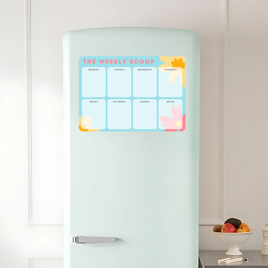Magnetic Weekly Planner for your Fridge (A4 - 21 x 29.7 cm) - BLUE & PINK - Reusable Dry Wipe Weekly Planner - Includes FREE Magnetic Pen!