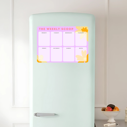 Magnetic Weekly Planner for your Fridge (A4 - 21 x 29.7 cm) - MAGENTA & PINK - Reusable Dry Wipe Weekly Planner - Includes FREE Magnetic Pen!