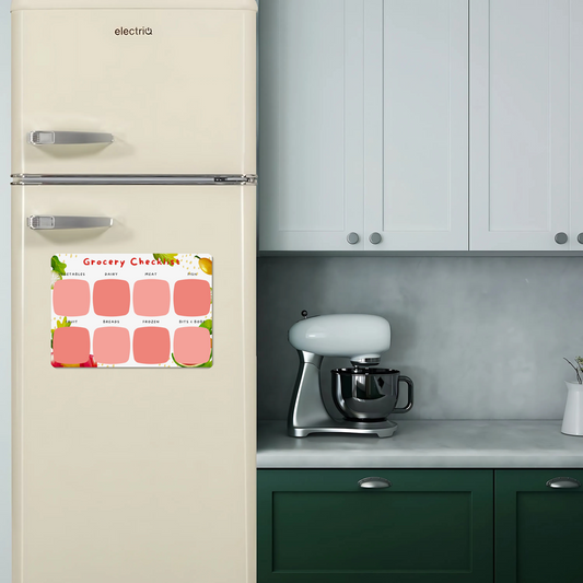 Magnetic Grocery List Planner for Fridge (A4 - 21 x 29.7 cm) - Fridge Magnet Planner - Dry Wipe Grocery Planner - FREE Magnetic Pen Included!
